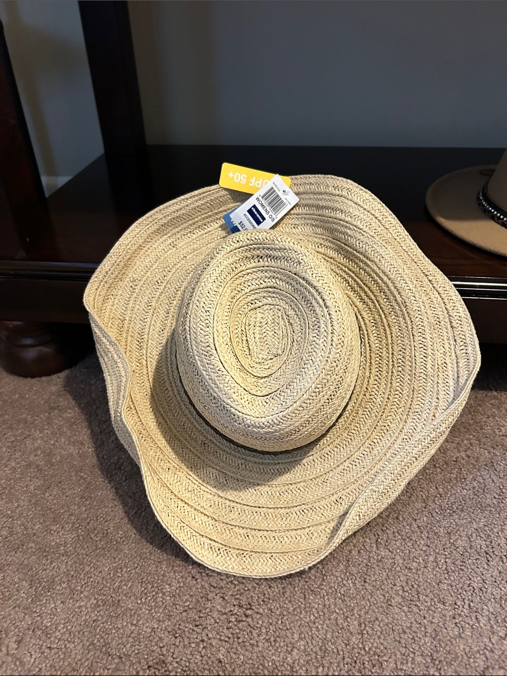 San Diego Hat Company Natural Straw Wide-Brim Sun Hat with Black Band